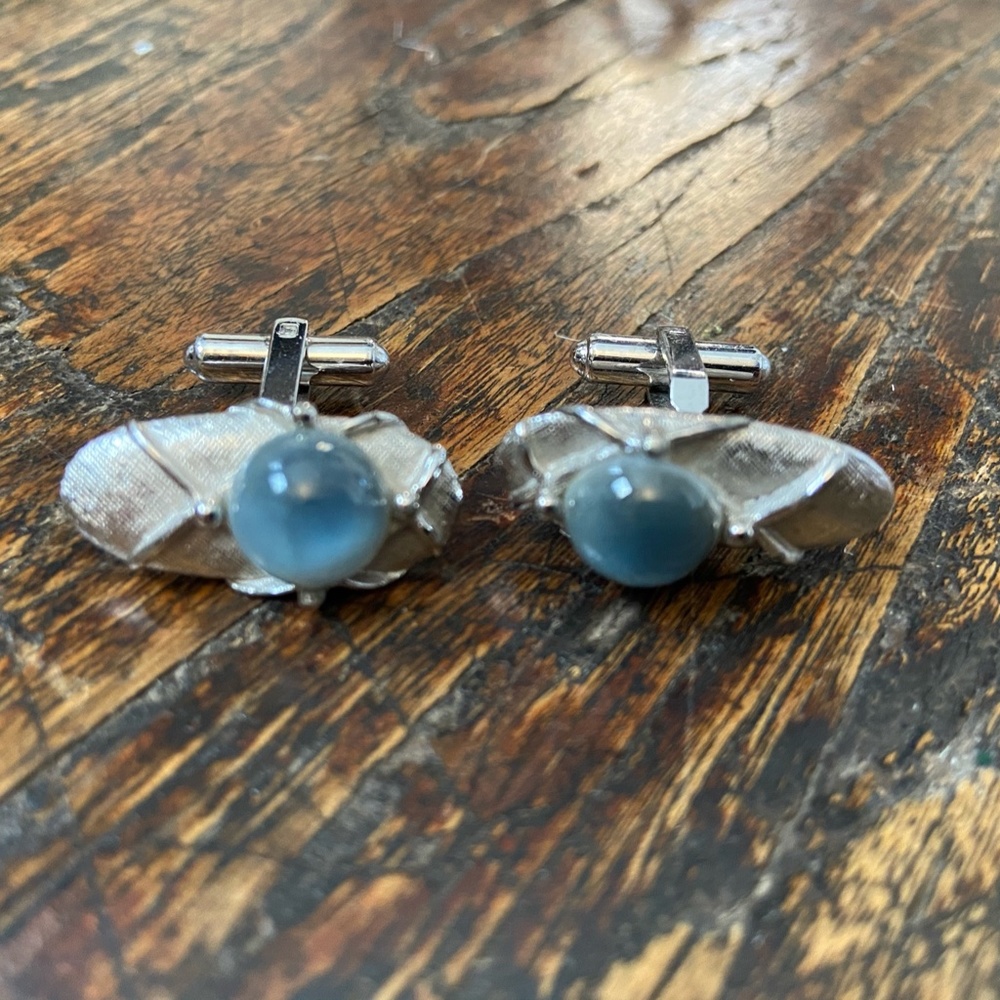 COPY - Vintage Silver & Blue Cuff Links